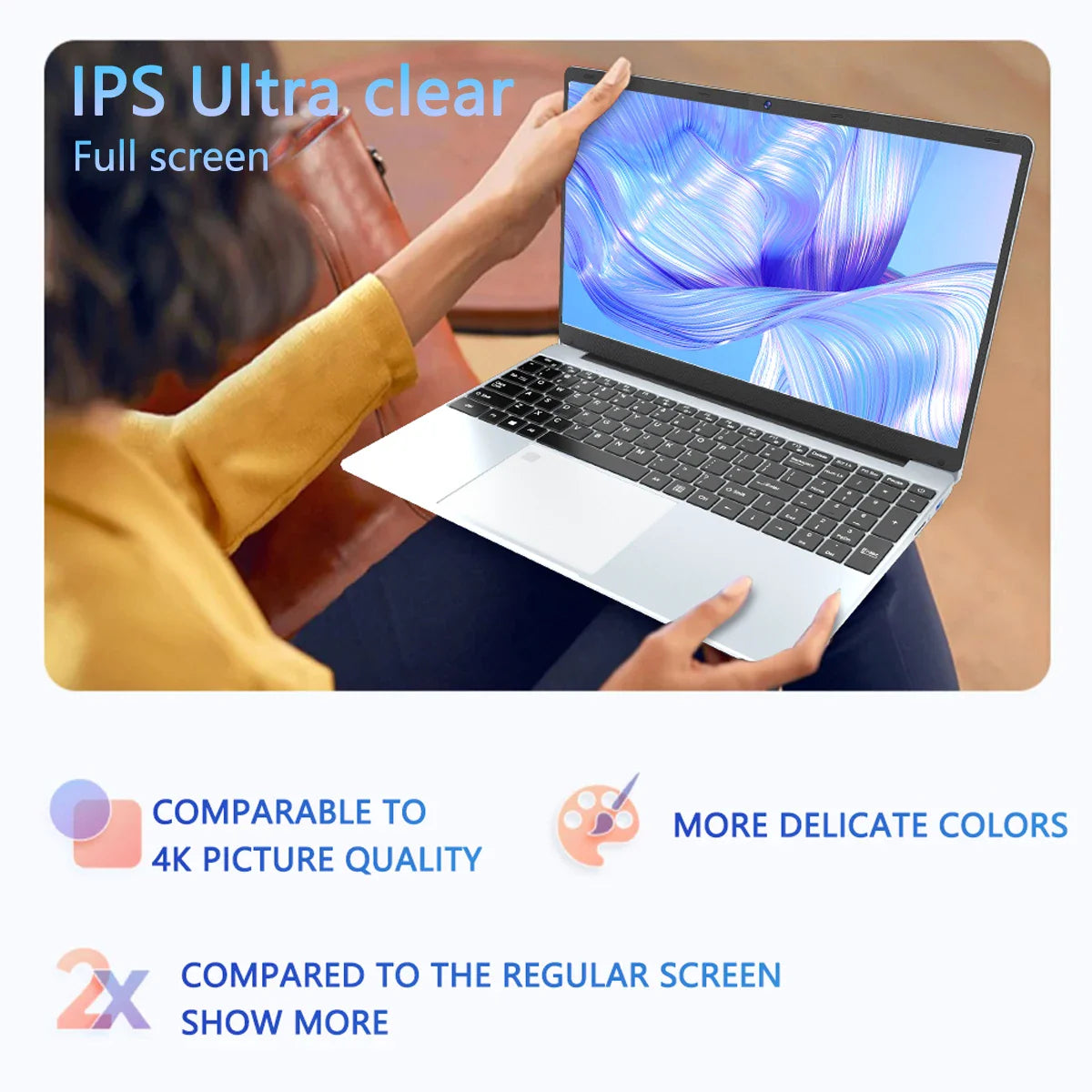 15.6 inch Intel N95 Business Laptop 16GB RAM 512GB SSD Backlit Keyboard With Fingerprint Bluetooth Camera for PS Office 365