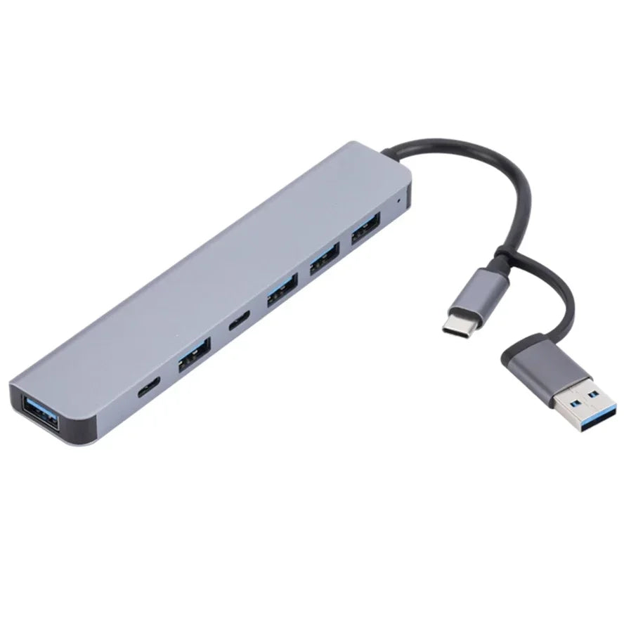 8 in 2 Docking Station USB Type C HUB with 3.5mm Audio Jack Adapter Micro SD Card Reader Laptop Tablet Phone Disk Converter