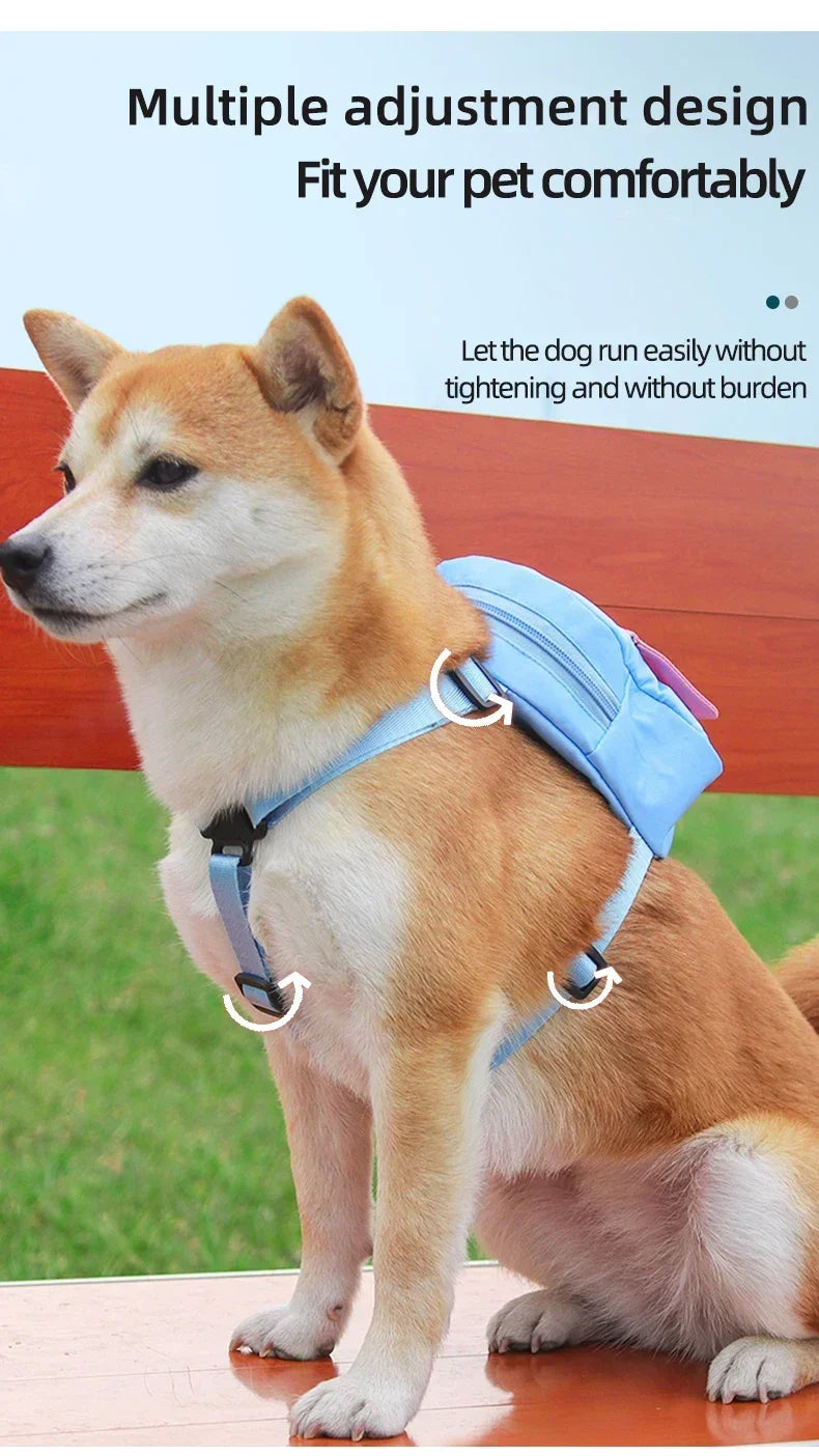 Sac à dos portable pour animaux de compagnie avec collier SFP, sacs à crottes, sacs de récompense, voyage en plein air, entraînement de chien, friandises pour chiots, poudres anale.