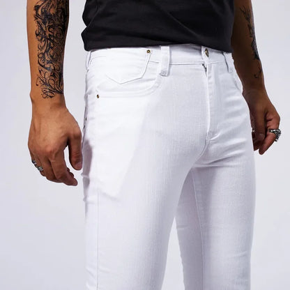 Jeans décontracté blanc pour hommes Nouveau pantalon en denim Confortable Mode extensible Coupe ajustée Droite Pantalon Homme Vêtements Streetwear