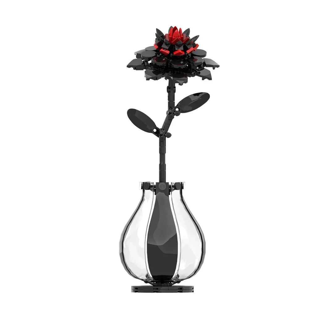 MOC Dahlia fleur blocs de construction modèle violet Dahlia fleur plantes en pot briques assemblage jouets saint valentin Couple bricolage cadeaux