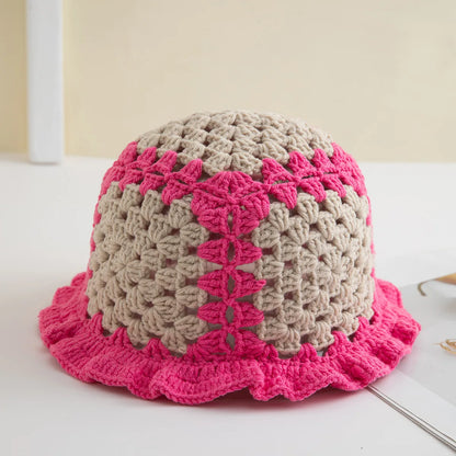 Chapeau seau à volants en Crochet coloré, chaud et extensible, en tricot, pour célébration du nouvel an, mode femme, bonnet fait à la main, outil tentacule