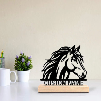 1pc Stylish Personalized Custom Horse Metal Statues Metal Art With Wooden Base Suitable For Animal Enthusiasts, Pet Commemorativ