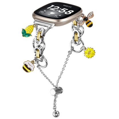 Metal Bracelet Charm Strap Compatible with  Fitbit Versa 3/Versa 4 Fashion Watches Decorations for Fitbit Sense/sense 2