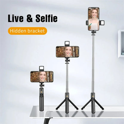 Trépied sans fil pour perche à Selfie, avec télécommande Bluetooth légère, extensible, pour iPhone, téléphone portable, Tiktok, Streaming en direct