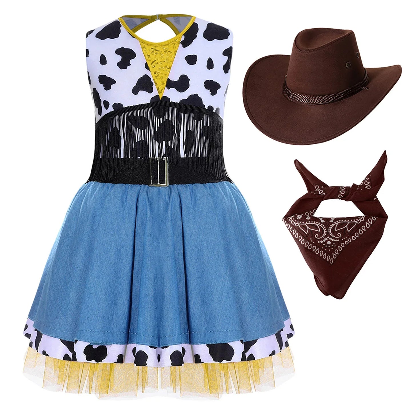 Wild West Cowgirl Cosplay Costume Set Cowboy Halloween Carnival Cosplay Dress Up Outfit Festival Dance Party Stage Performance