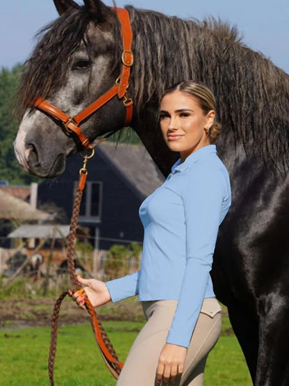 MXLLINA Tee-shirts d'équitation bordeaux femme hauts équestres doux à manches longues pour femme cavalière chemise de base vêtement