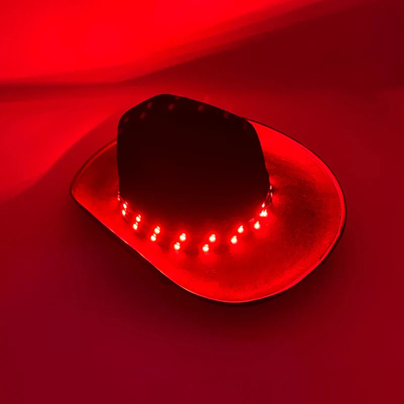 Chapeau de cowboy LED télécommandé pour femmes et hommes, chapeaux de cow-girl occidentaux, robe de l'ouest, vêtements de sauna scintillants pour Halloween, casquette unisexe, mode
