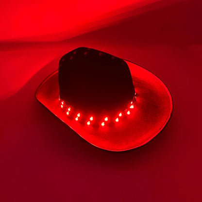 Chapeau de cowboy LED télécommandé pour femmes et hommes, chapeaux de cow-girl occidentaux, robe de l'ouest, vêtements de sauna scintillants pour Halloween, casquette unisexe, mode
