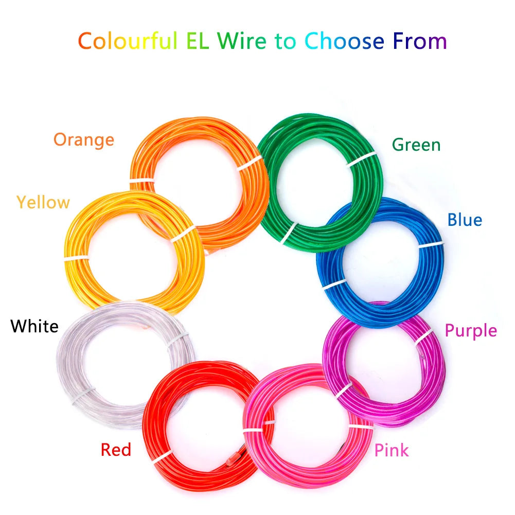 Câble lumineux EL Wire 1m/3m/5m, lumières d'ambiance intérieure de voiture, fête de danse, maison, néon, bricolage, Costumes, décoration, bande LED, lumière ambiante