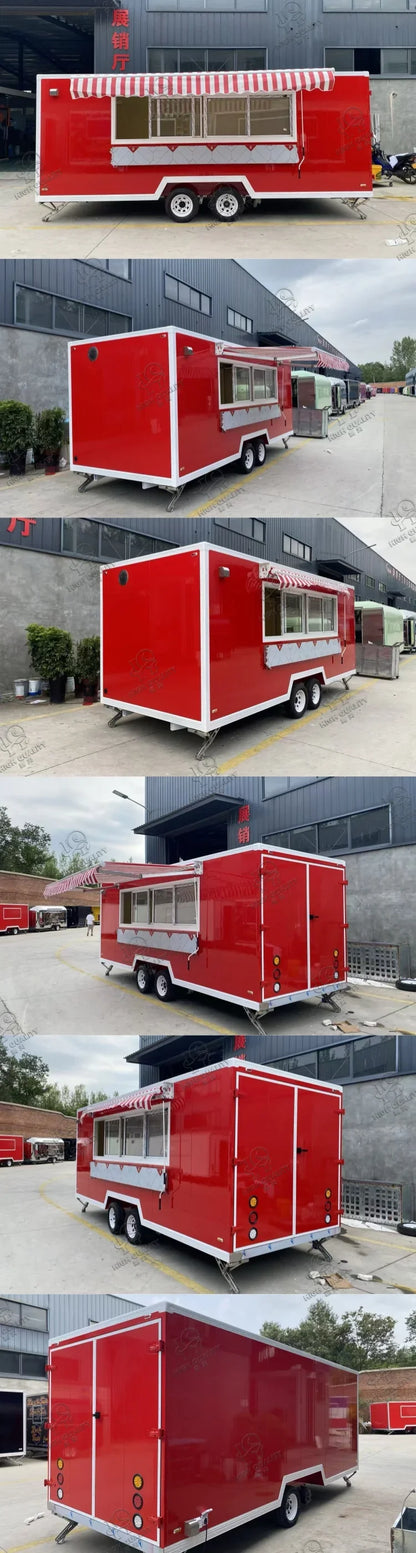 United State Food Truck with Full Kitchen BBQ Pizza Trucks Concession Bbq Food Trailer with Porch Fully Equipped Custom Food Tru
