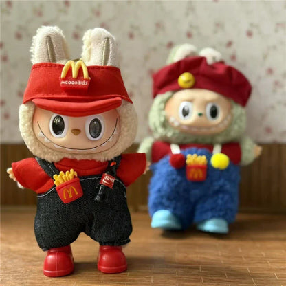 Tenue de travail Vêtements pour poupée Labubu Mode Café Fast-food Frites Hamburgers Tenue Vêtements Accessoires Cosplay