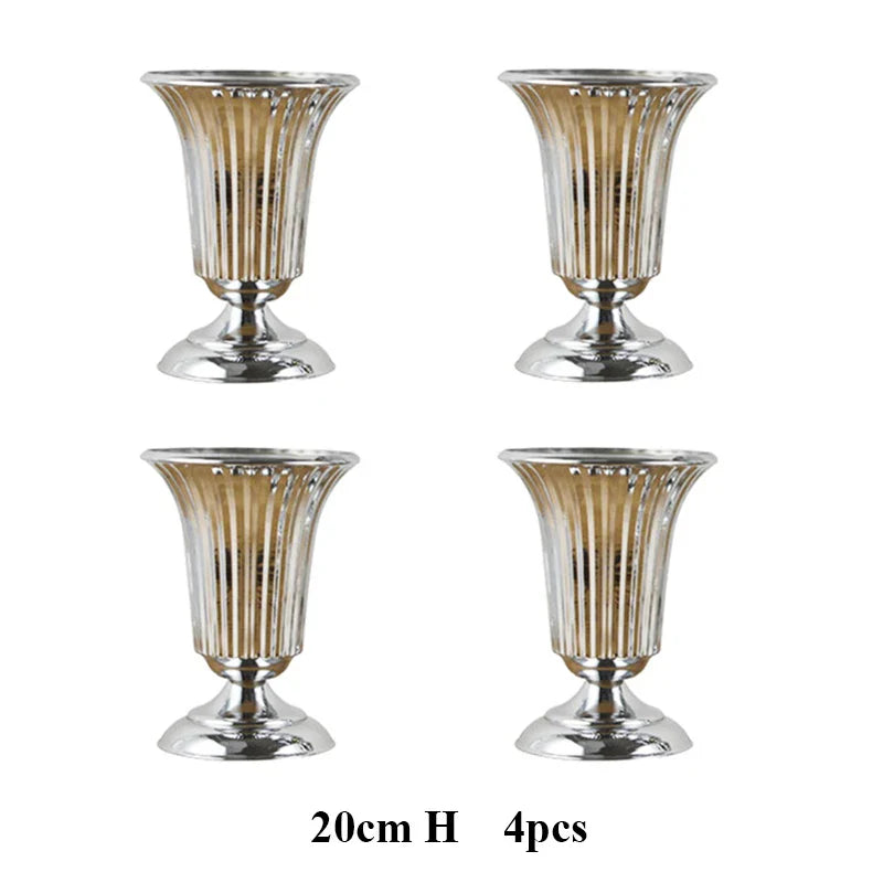 PEANDIM Luxury Silver Flower Vase Home Vase Desktop Craft Flower Arrangement Decoration Wedding Party Christmas Flower Rack