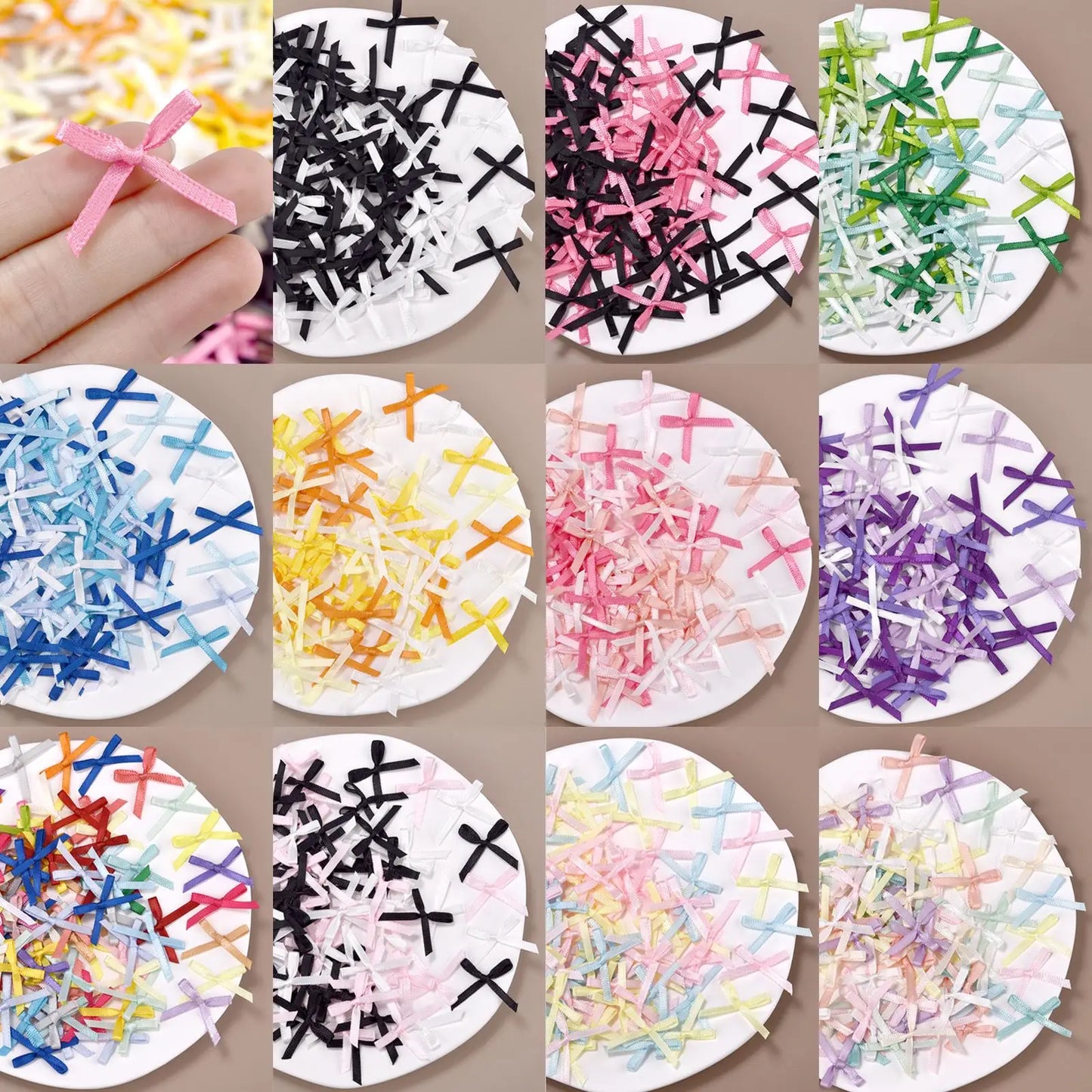 100 mini-nœuds en ruban, fleurs en satin, nœuds à faire soi-même, embellissements pour l'artisanat, accessoires pour l'artisanat, fournitures de décoration de Noël