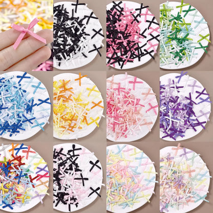 100 mini-nœuds en ruban, fleurs en satin, nœuds à faire soi-même, embellissements pour l'artisanat, accessoires pour l'artisanat, fournitures de décoration de Noël