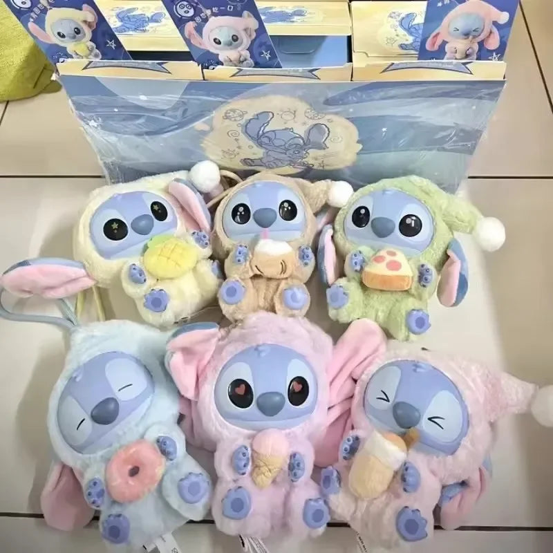 Stitch Eat Something Before Sleep Series Blind Box Plush Vinyl Toys Cute Doll Replica Mystery Box Bag Pendant Bag Decor Gift