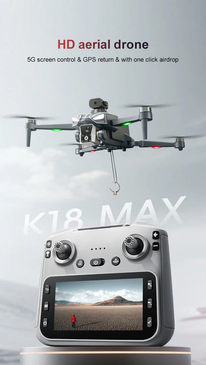 K18 Max RC Drone 8K double caméra sans brosse GPS 5G évitement d'obstacles pliable télécommande UAV grand écran quadrirotor VS K19