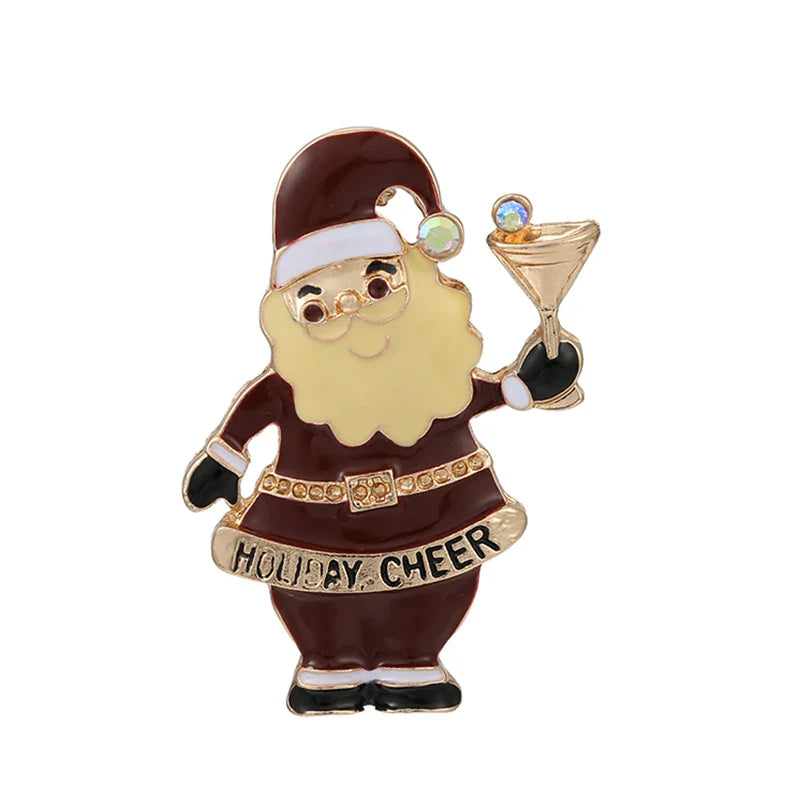 Christmas Brooches for Men and Women, Santa Claus Hat, Gloves, Bells, Socks, Rhinestone Suit, Metal Brooches, Badges, New Year Gift, 2022