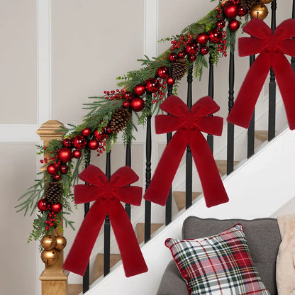 Grand nœud papillon de noël suspendu, pendentif en velours rouge pour porte, décoration de fête de noël du nouvel an 2026, nouvelle collection