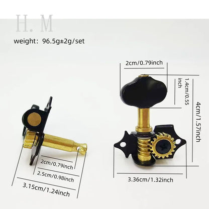 Chevilles de réglage pour ukulélé 2R2L, trou à queue courte, chevilles de réglage ouvertes pour ukulélé, enrouleur Quasi, petits accessoires pour ukulélé à 4 cordes