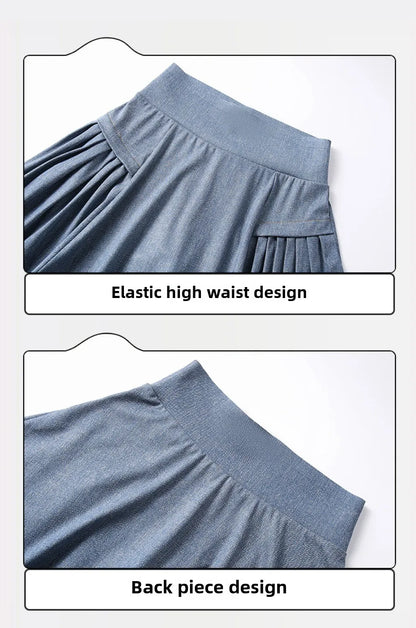 Women Cowboy Yoga Shark Skirts Pants Fake Two Piece Set Phone Pocket Sport Gym Running Leggings Tennis Outdoor Cycling Pants