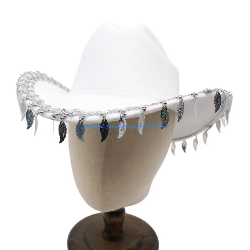 E56A chapeau Cowboy chapeau Cowgirl occidental chapeaux à franges pour Costume fête pour femmes