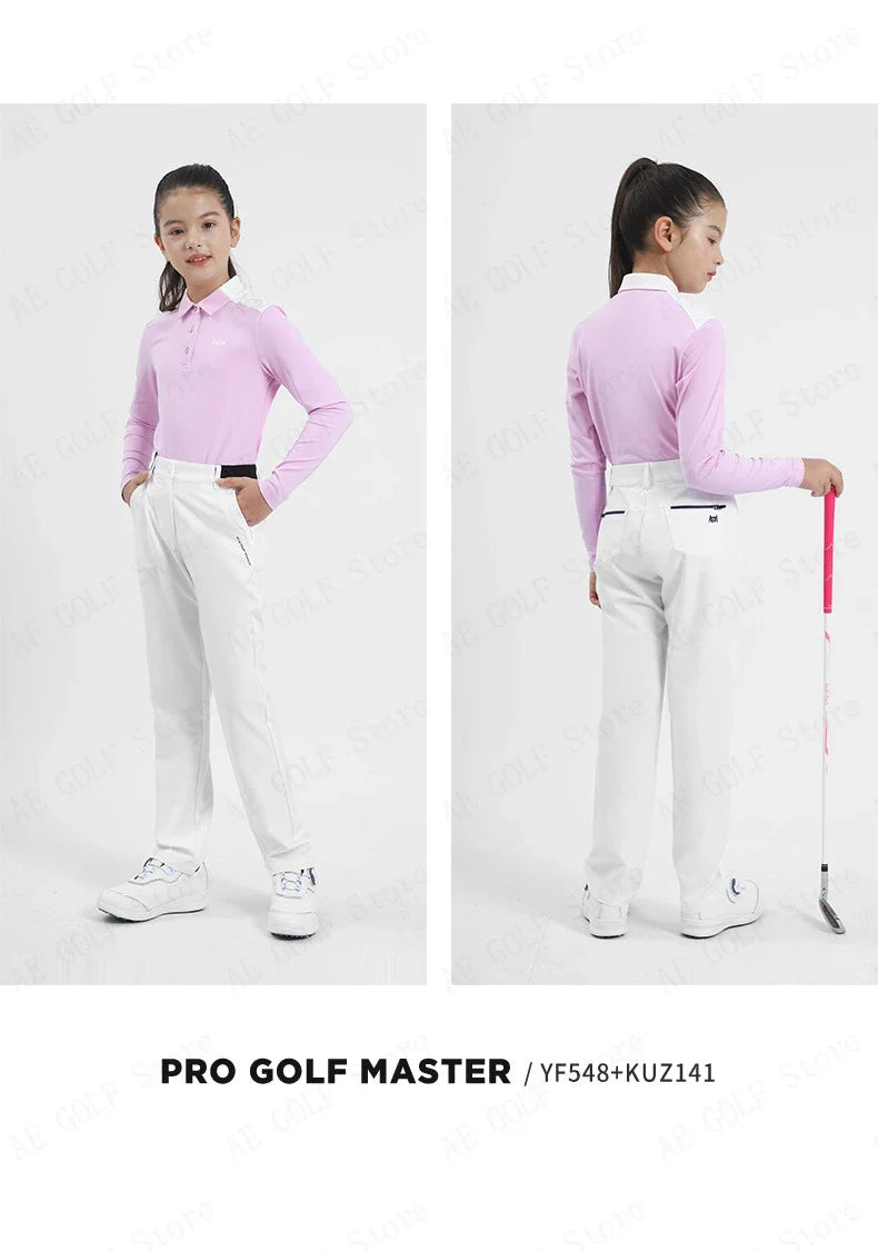 PGM Girls Golf T-shirts à manches longues Vêtements de golf pour enfants Tissu de sport confortable et doux pour la peau Vêtements pour enfants YF548