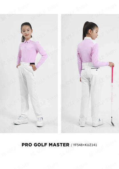 PGM Girls Golf Long Sleeve T Shirts Golf Wear for Kids Comfortable Skin Friendly Sports Fabric Children's Clothing YF548