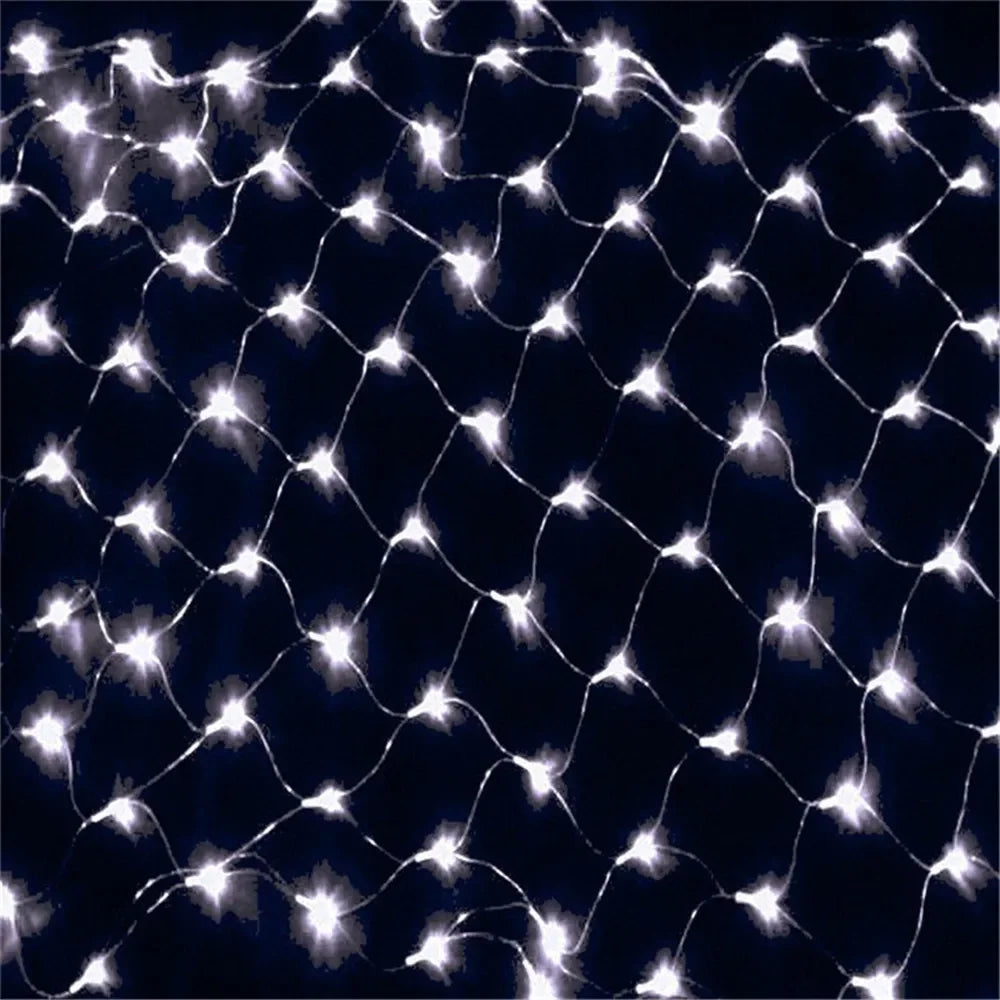 LED Net Mesh String Lights, 8 Modes, 220V, 110V, EU Plug, Festival Decoration, Christmas, Halloween, New Year 2026, Wedding Party