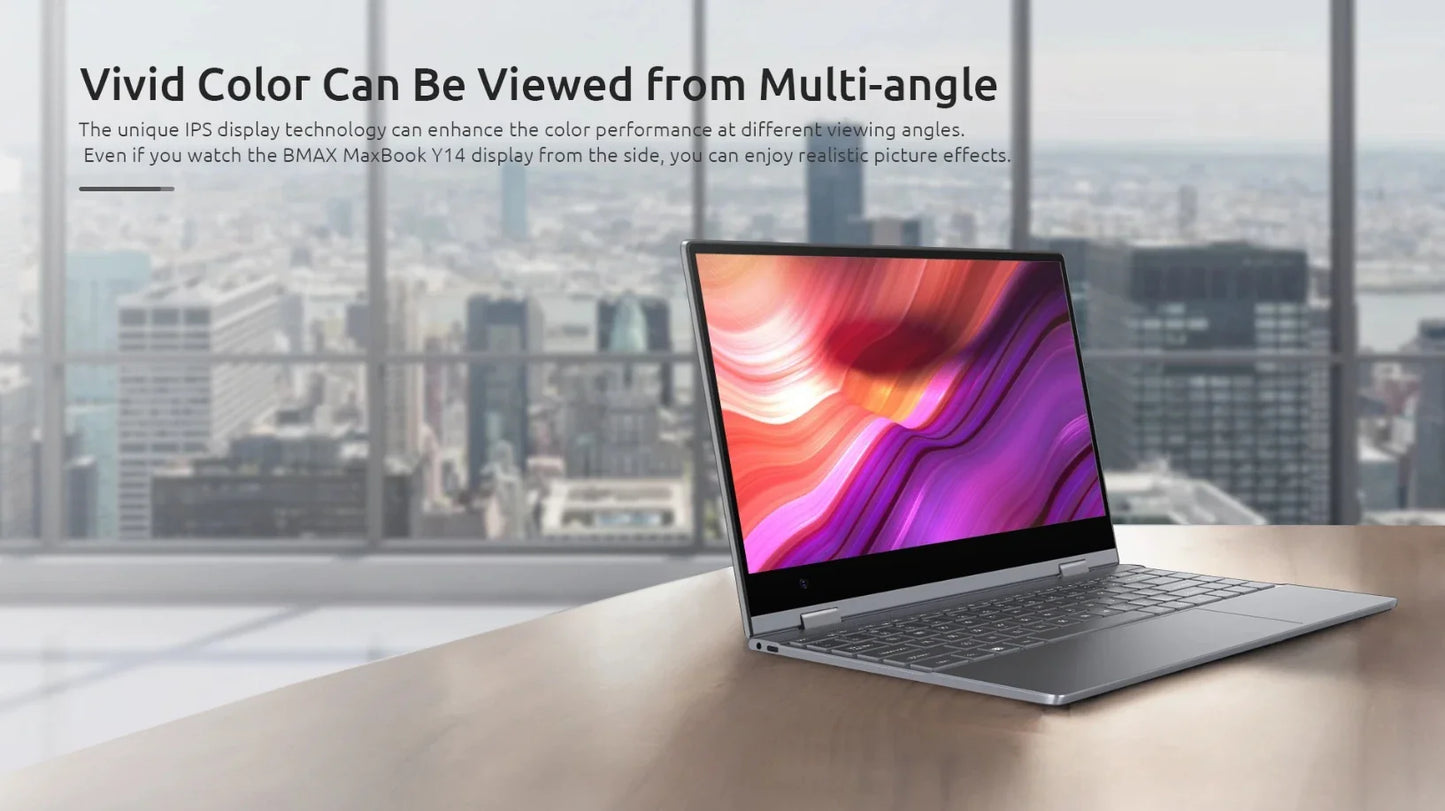 BMAX Y14 Laptop 14 inch Notebook Windows 11 16GB RAM LPDDR5 512GB SSD 1920*1080 IPS Intel N100 laptops Computer type-c