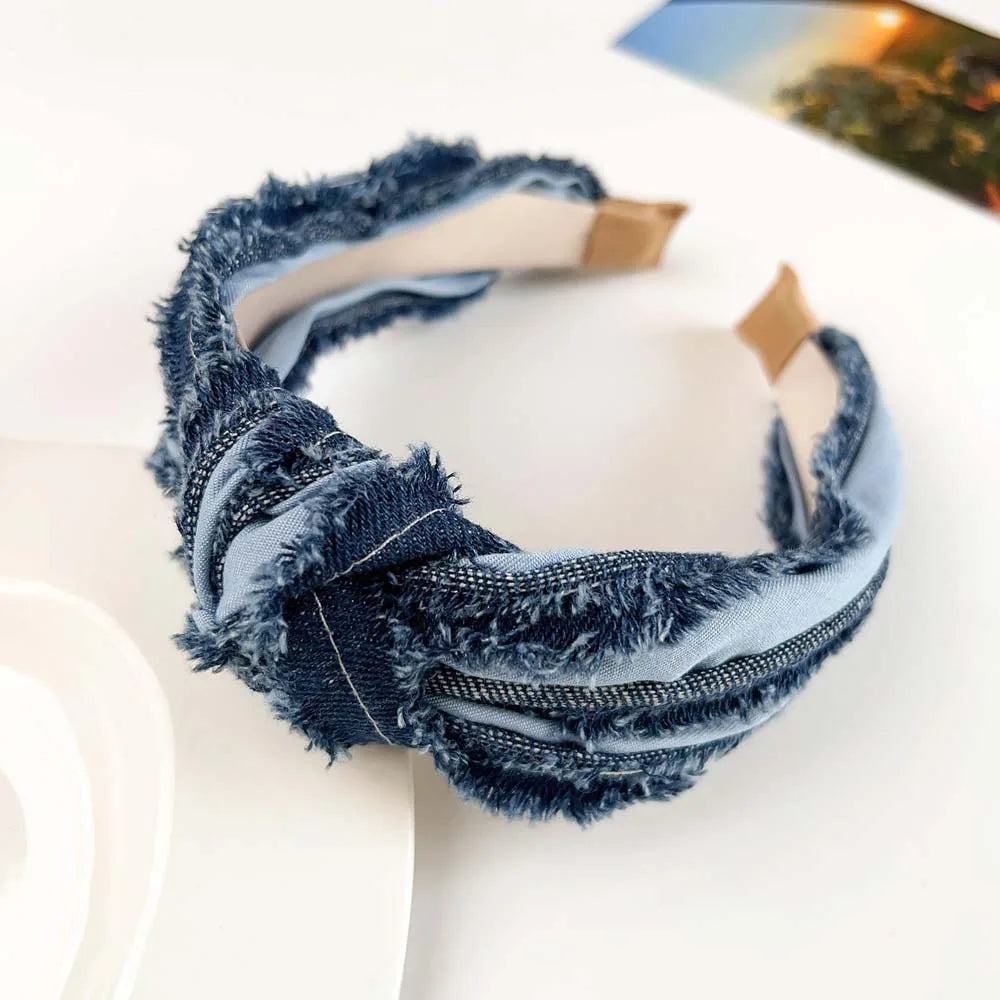 Mode Denim tissu Cowboy bandeau Style coréen coiffure Cowboy cheveux cerceau cheveux accessoires chapeaux Cowboy bandes de cheveux femmes