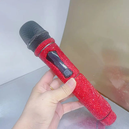 Microphone sans fil professionnel à strass scintillants, fréquence UHF réglable en métal pour spectacle Paryt, enseignement, haut-parleur de mariage