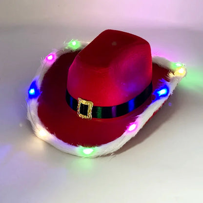 Chapeau de cowboy lumineux à LED clignotantes, lumineux, coloré, pour Noël, mariage, cow-girl, casquette de carnaval, hommes, femmes, pour fête de mariage, accessoire.