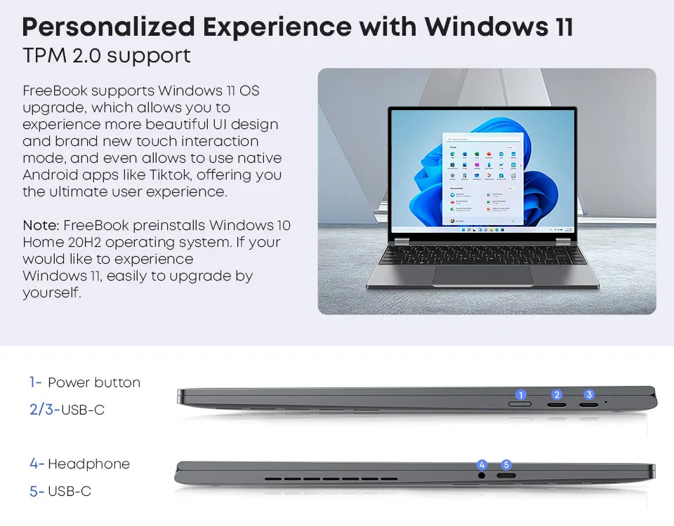 CHUWI FreeBook Tablet Laptop 2 in 1 Intel i3 1215U 12GB LPDDR5 512G SSD Windows 11 Laptop 13.5" IPS FHD Display 2256*1504 WIFI 6