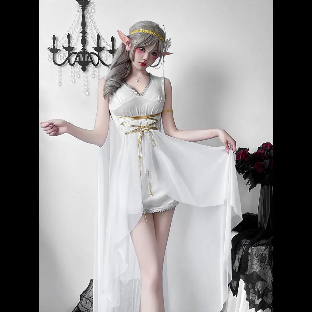 Costume d'Halloween de déesse grecque médiévale ; robe d'elfe ; Cléopâtre ; tenue de spectacle Athéna.