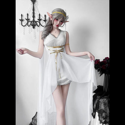 Greek goddess medieval dress Halloween costume; elf dress; Cleopatra; Athena performance outfit.