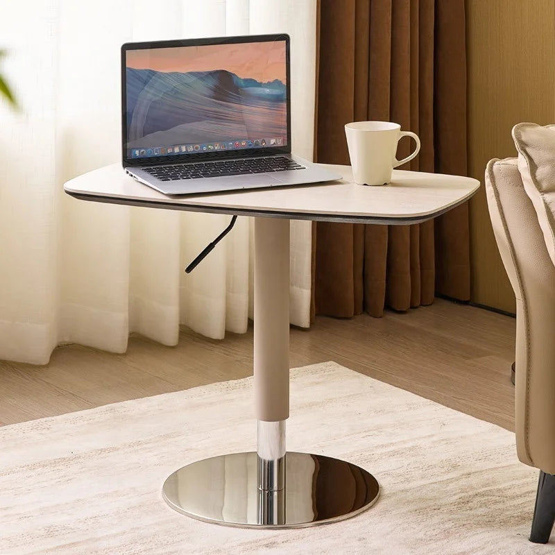 Table d'appoint élévatrice au Design moderne en ardoise de roche, pour lit ou canapé, petit appartement, meubles de salon avec pied en acier inoxydable