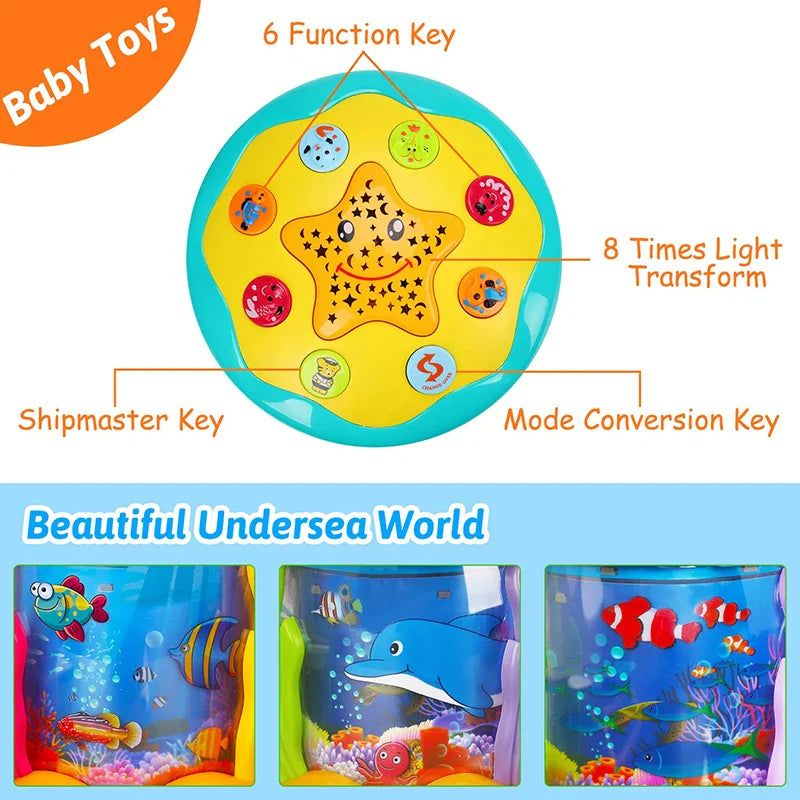 Jouets pour bébés de 1 à 3 ans, Projecteur rotatif Lumière Océan Bébé, Jouets musicaux Montessori Éducatifs sensoriels précoces pour cadeaux de tout-petits