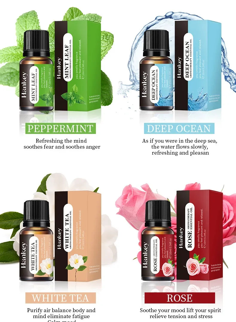 10ml Pure Essential Oil Humidifier Aromatherapy Diffuser Scented Candle Making Air Freshener DIY Aromatic Oil Jasmine Rose Ocean