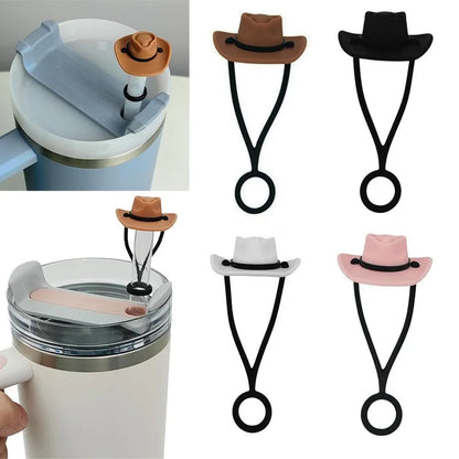 Silicone Cowboy Hat Straw Covers Caps Dustproof Cute Protector Mug Straw Tip for 30 40Oz Tumbler Water Bottle Decor Accessories