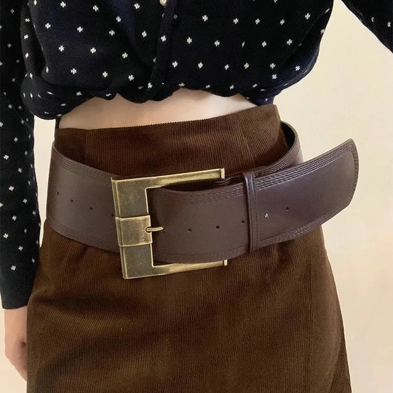 Desinger ceintures pour femmes Vintage large ceinture grande taille Western Cowgirl Cowboy Goth Y2k marron moyen âge mode ceinture femme