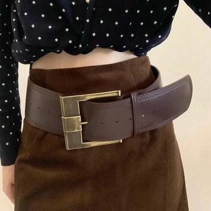 Desinger ceintures pour femmes Vintage large ceinture grande taille Western Cowgirl Cowboy Goth Y2k marron moyen âge mode ceinture femme