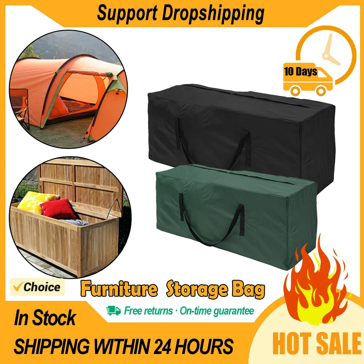 Sac de rangement pour coussins de mobilier, imperméable, anti-UV, résistant à l'usure, en tissu Oxford 210D robuste, sac de rangement pour sapin de Noël pour le jardin