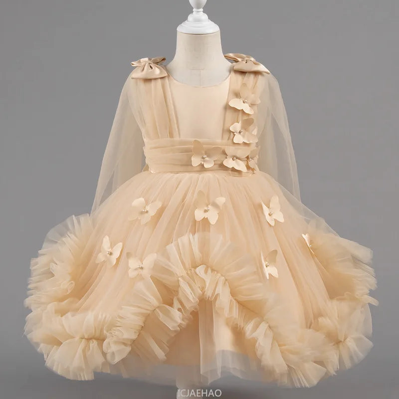 Robe de soirée 2025, robe de princesse pour filles, tenue de concours de fleurs, piano, Recital, anniversaire, mariage, jupe de ballerine, occasion formelle