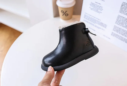 2024 New Autumn Children Boots Leather Girls Ankle Boots  Lace Butterfly-knot  Rubber Sole Fashion Toddler Kids Boots EU 21-30