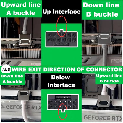 AIJS GPU16PIN Modular Cable,12VHPWR ARGB with 5V 3Pin,18AWG 90° Right-Angle Male to Male Design, 5090 / 3070 is Not Applicable