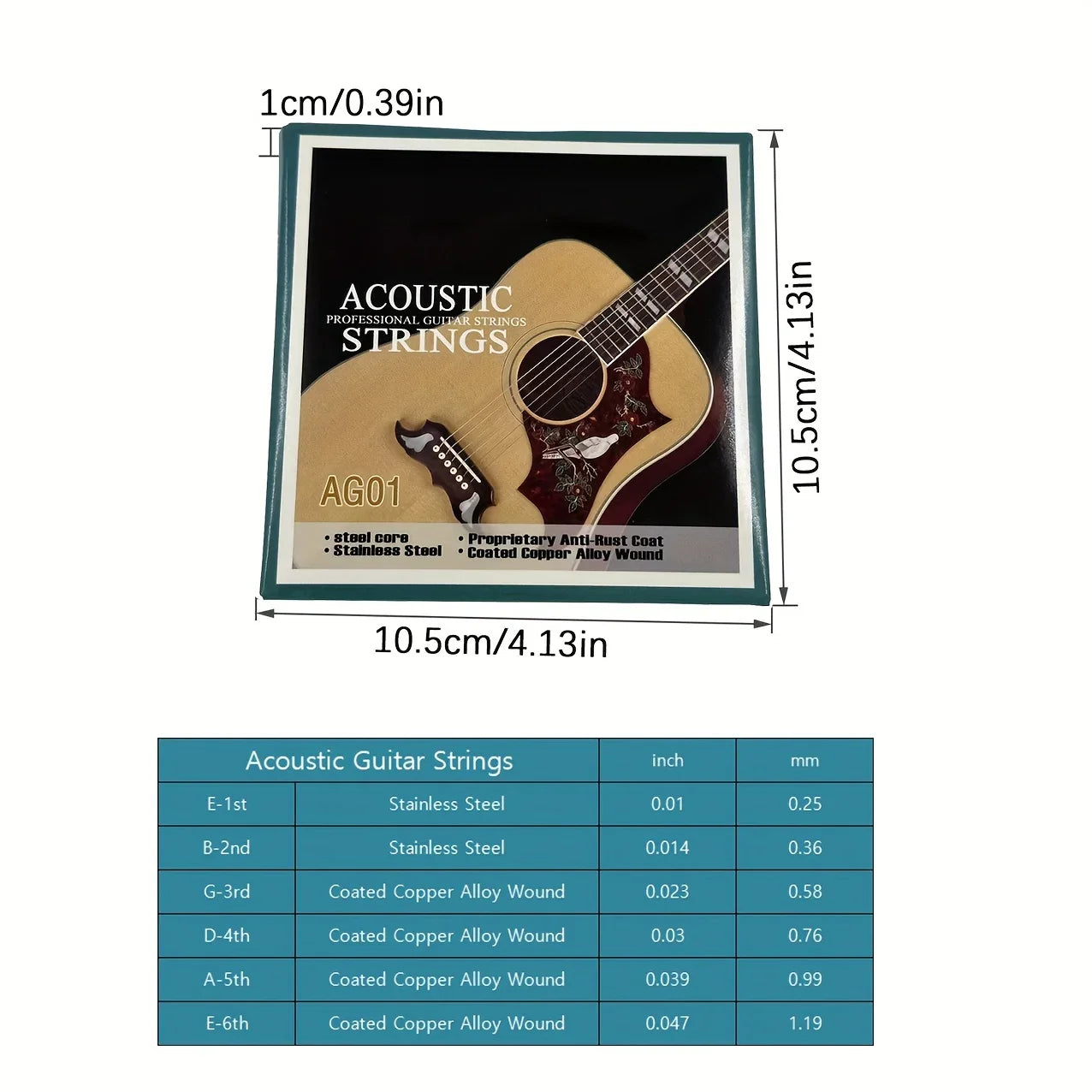 Cordes de guitare folk, un ensemble de 6 cordes de guitare acoustique, accessoires complets
