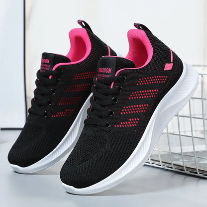 Chaussures de sport pour femmes Chaussures individuelles décontractées respirantes à semelle souple chaussures de course en maille volante d'automne