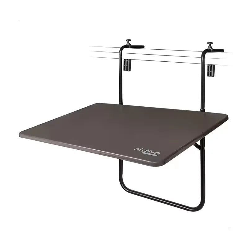 Table pliante rectangulaire, pour balustrade de balcon ou terrasse, couleur anthracite, 60x40x60/67 cm, hauteur réglable, 3 positions d'inclinaison