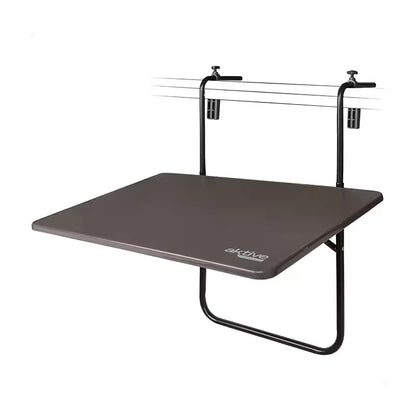 Table pliante rectangulaire, pour balustrade de balcon ou terrasse, couleur anthracite, 60x40x60/67 cm, hauteur réglable, 3 positions d'inclinaison